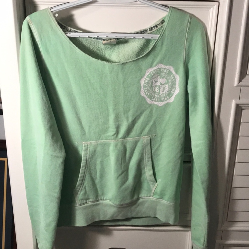 Mint/lime green cotton crew neck sweatshirt